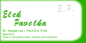 elek pavelka business card